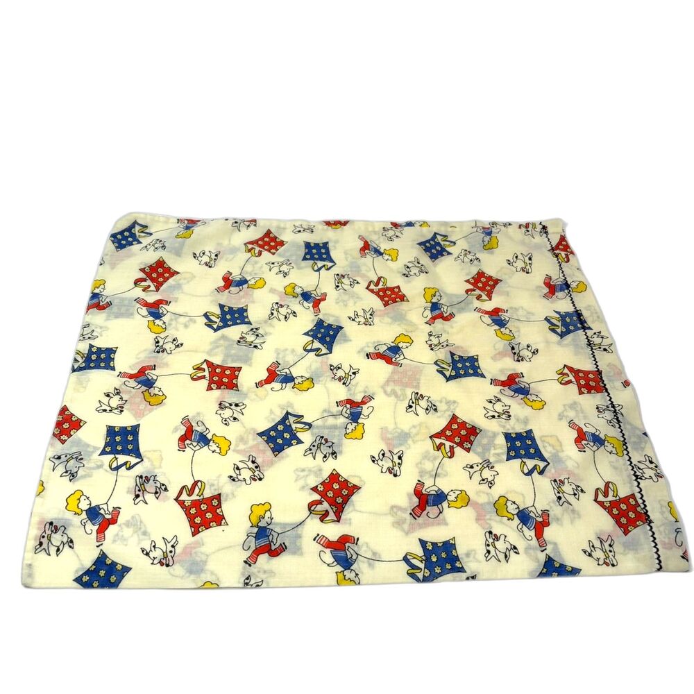 15x18 Toddler Pillowcase COVER ONLY-Moda 30s Playtime Fabric-Vintage Style Kite